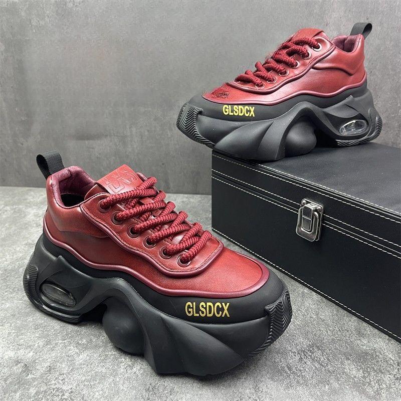 Leather Surface Trend Sports Leisure Platform Men's Shoes