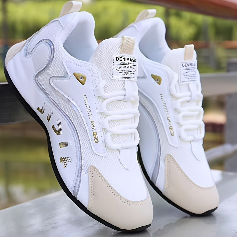 Modische Colorblock Schnürsneaker für Männer Atmungsaktive Low-Top Vater Schuhe Lauf- und Sportschuhe