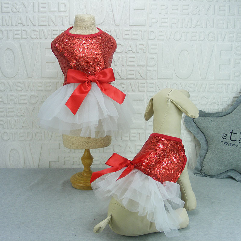 Pet Princess Skirt - Sequin Embroidered Dog Dress for Female Dogs