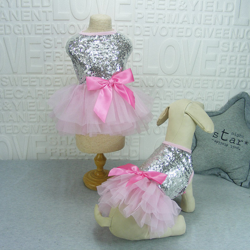 Pet Princess Skirt - Sequin Embroidered Dog Dress for Female Dogs