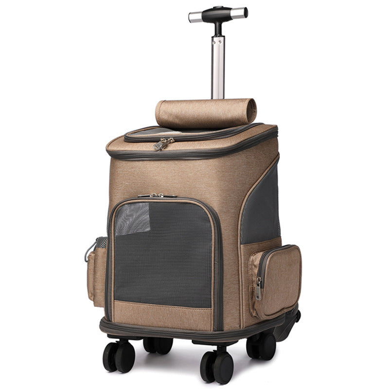 Tragbarer faltbarer Wagen Haustier-Rucksack Reisender Katzen-Rucksack mit Universalrad Wagen Haustier-Tasche