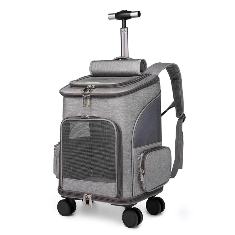 Tragbarer faltbarer Wagen Haustier-Rucksack Reisender Katzen-Rucksack mit Universalrad Wagen Haustier-Tasche