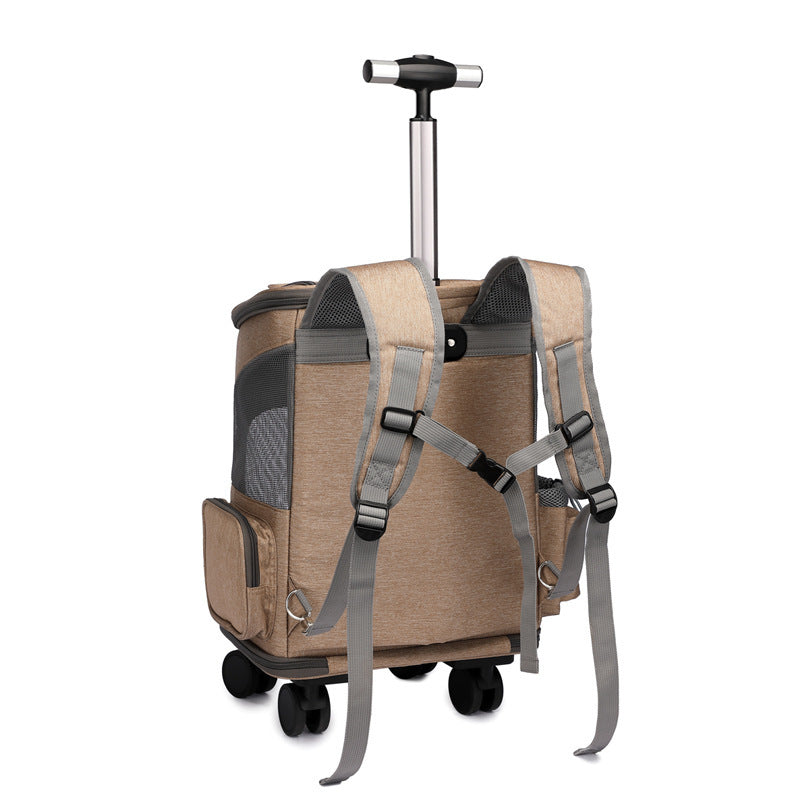 Tragbarer faltbarer Wagen Haustier-Rucksack Reisender Katzen-Rucksack mit Universalrad Wagen Haustier-Tasche