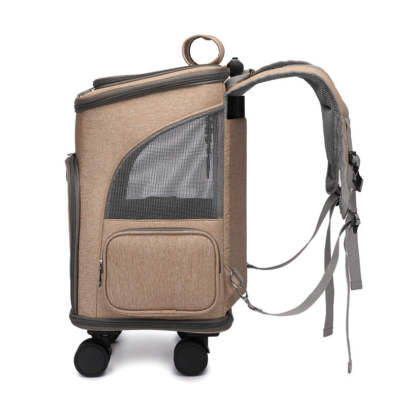 Tragbarer faltbarer Wagen Haustier-Rucksack Reisender Katzen-Rucksack mit Universalrad Wagen Haustier-Tasche