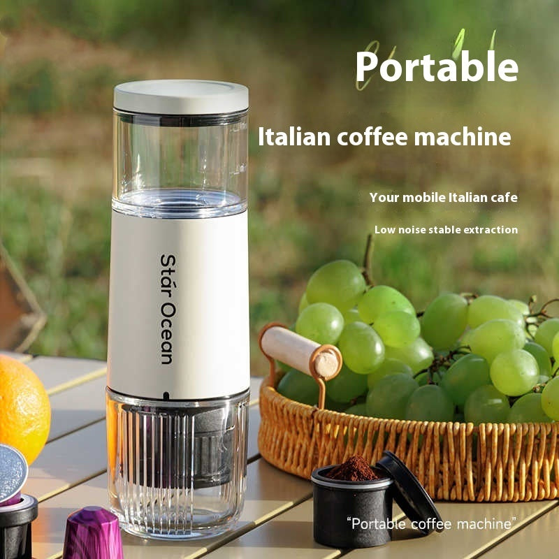 Tragbare Kaffeemaschine Automatische Extraktion Gemahlener Kaffee Kapseln Dual-Use