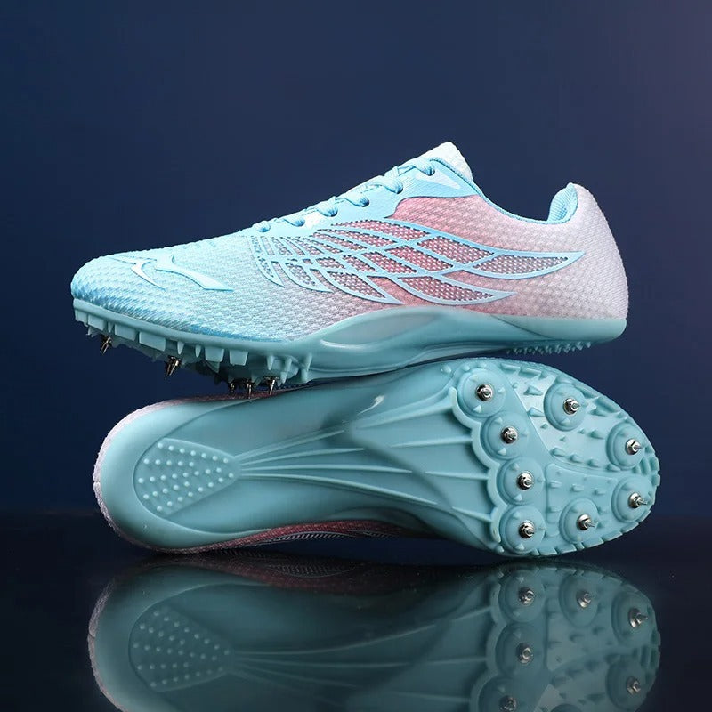 Männliche und weibliche Studenten professionelle Wettkampf Sport Leichtathletik Spikeschuhe