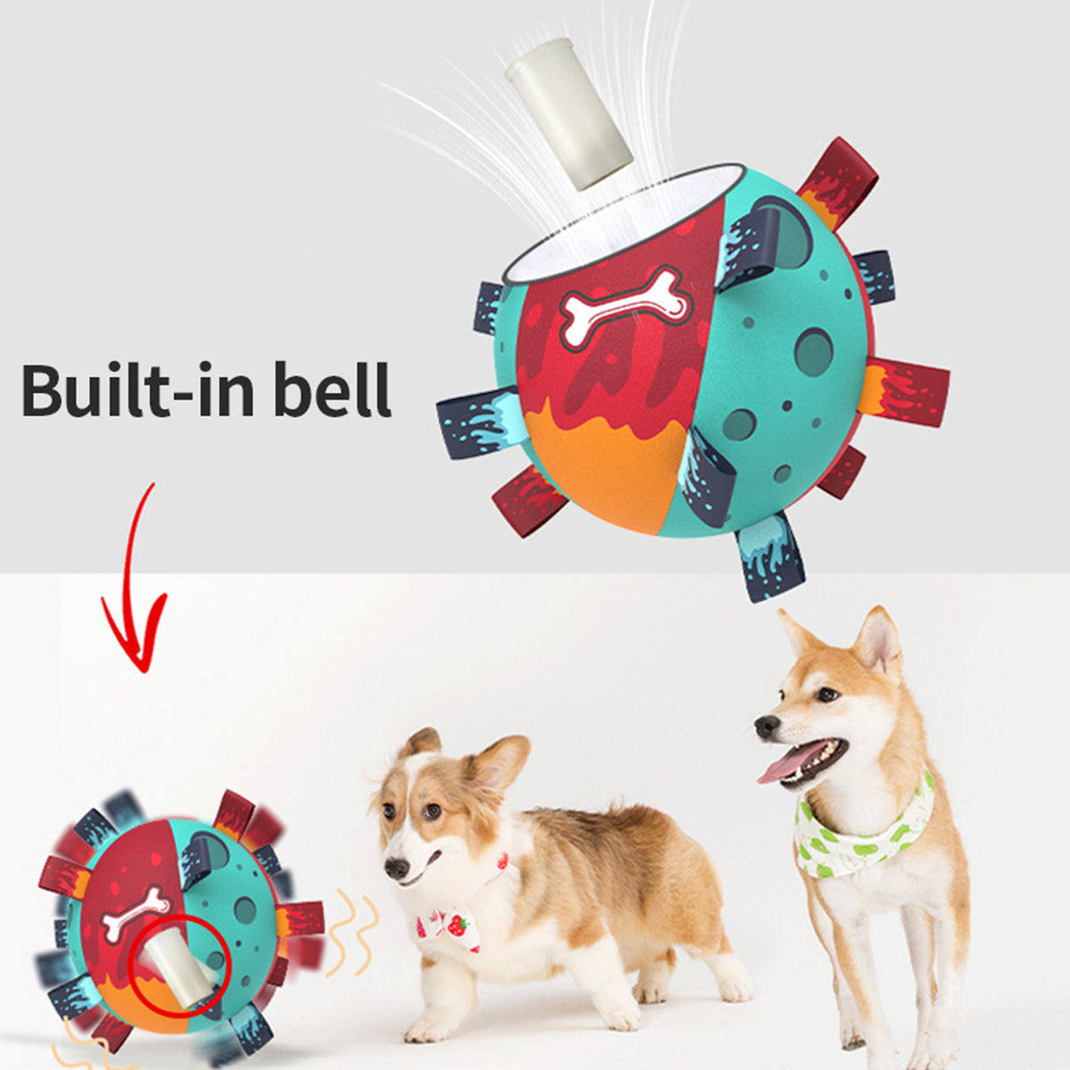Hundespielzeug Fußball mit Riemen - Interaktives Hundespielzeug Welpe für drinnen und draußen, Zerrspiel, langlebiges Hundewasser-Spielzeug, Fußball-Herding-Bälle mit Griff, Garten für mittelgroße Hunde, Geschenk zum Geburtstag