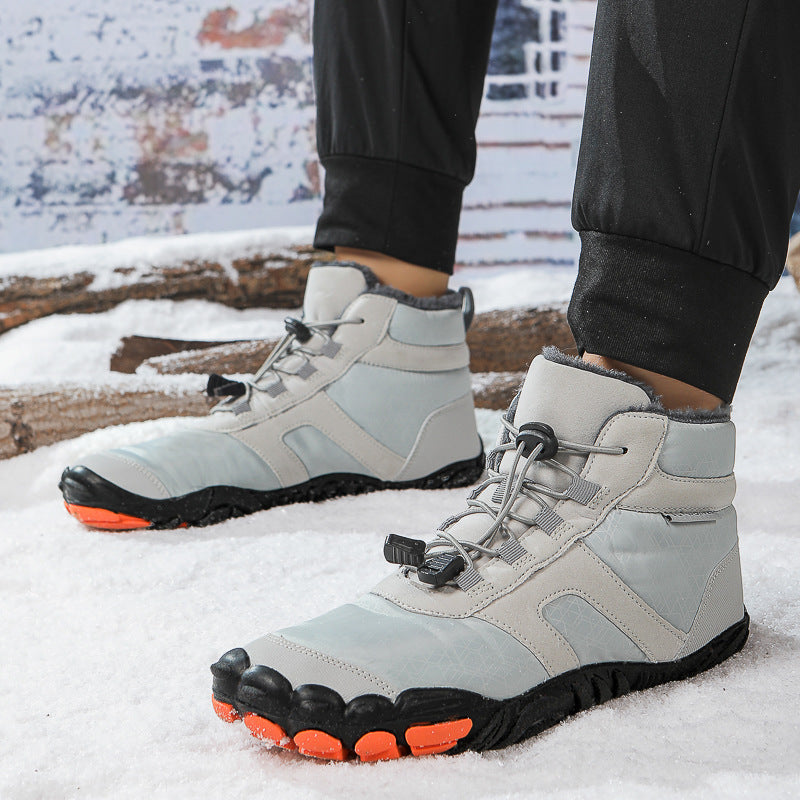 Fleece-lined Water-repellent Five-finger Snow Boots Thermal Non-slip Cotton-padded Shoes