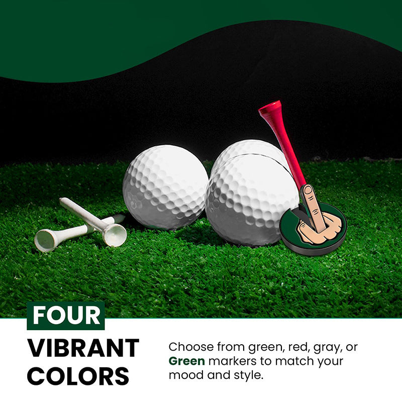 Golf Hat Clip 25mm Round Coin Vertical Middle Finger Ballmar