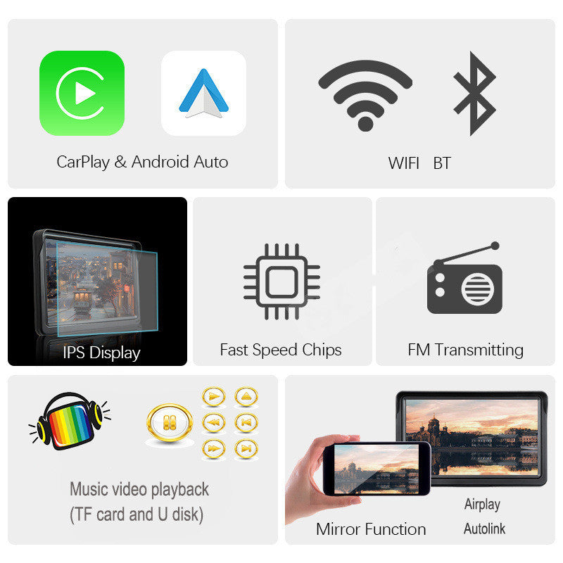 7 IPS Auto Smart Screen Wireless Carplay Auto Mobiltelefon Projektionsbildschirm Navigation