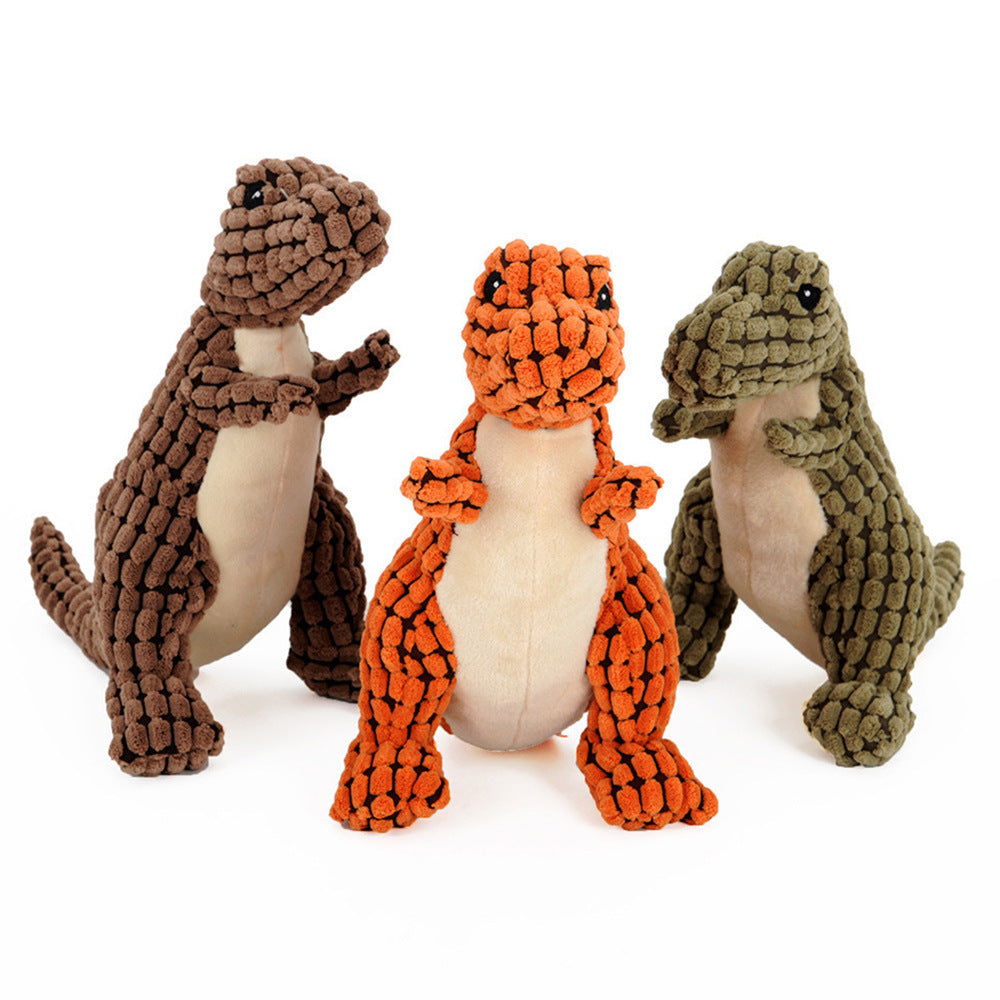 Dinosaur Dog Toy - Interactive Plush Squeaky Chew Toy for Large Dogs