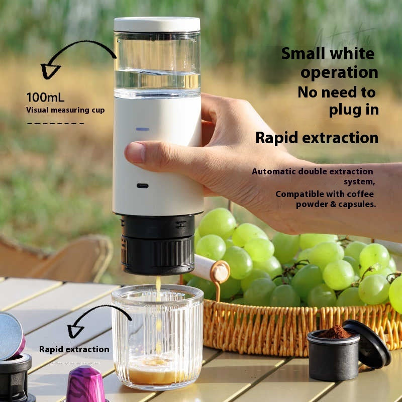 Tragbare Kaffeemaschine Automatische Extraktion Gemahlener Kaffee Kapseln Dual-Use