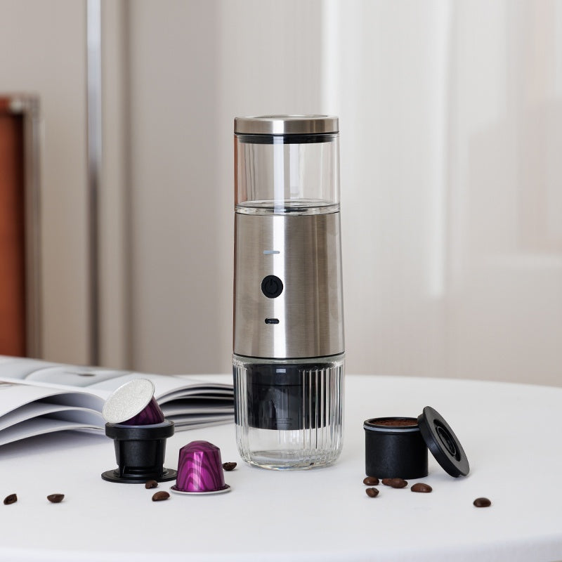 Tragbare Kaffeemaschine Automatische Extraktion Gemahlener Kaffee Kapseln Dual-Use
