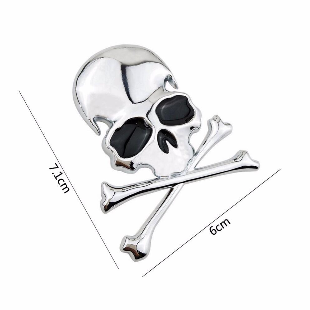 3D Metalllegierung Zink Schädel Skelett Knochen Auto Lkw Fahrrad Aufkleber Etiketten Emblem Schild Auto Styling Schmuck intime Accessoires
