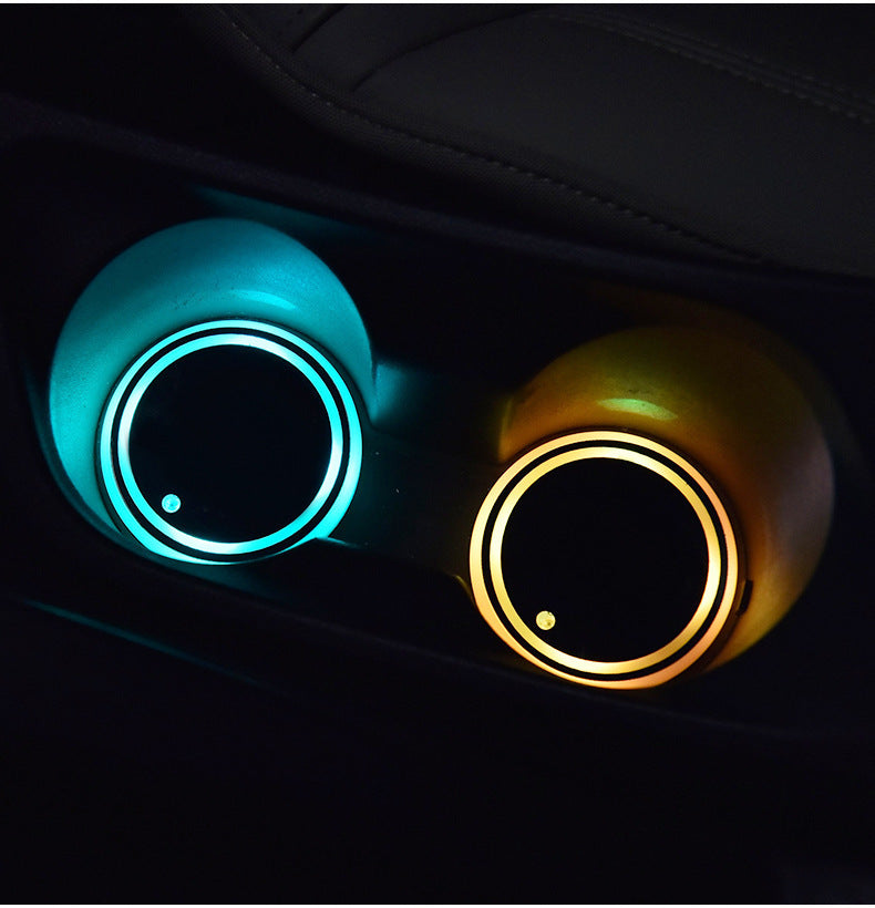 Bunter Becherhalter LED Leuchtuntersetzer Solar- & USB-Ladung Rutschfester Untersetzer Umgebungslicht Für Auto Automatisch