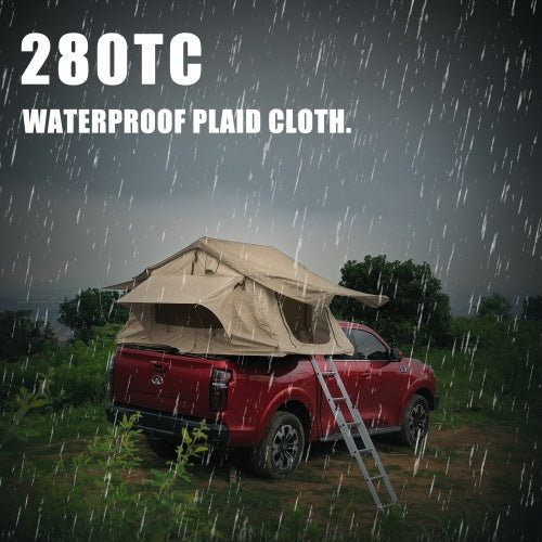 Das Dachzelt besteht aus 280TC 2000 wasserdichtem Gitterstoff und kann als Campingbedarf und mobiles Zuhause verwendet werden.