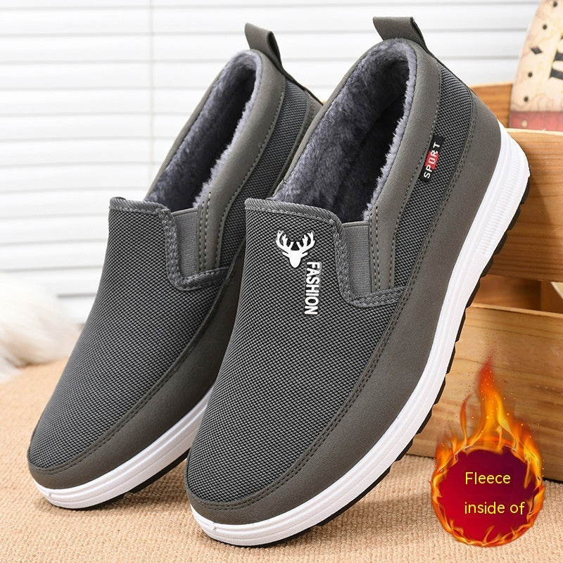 Men's Casual Autumn And Winter New Cotton-padded Shoes With Velvet