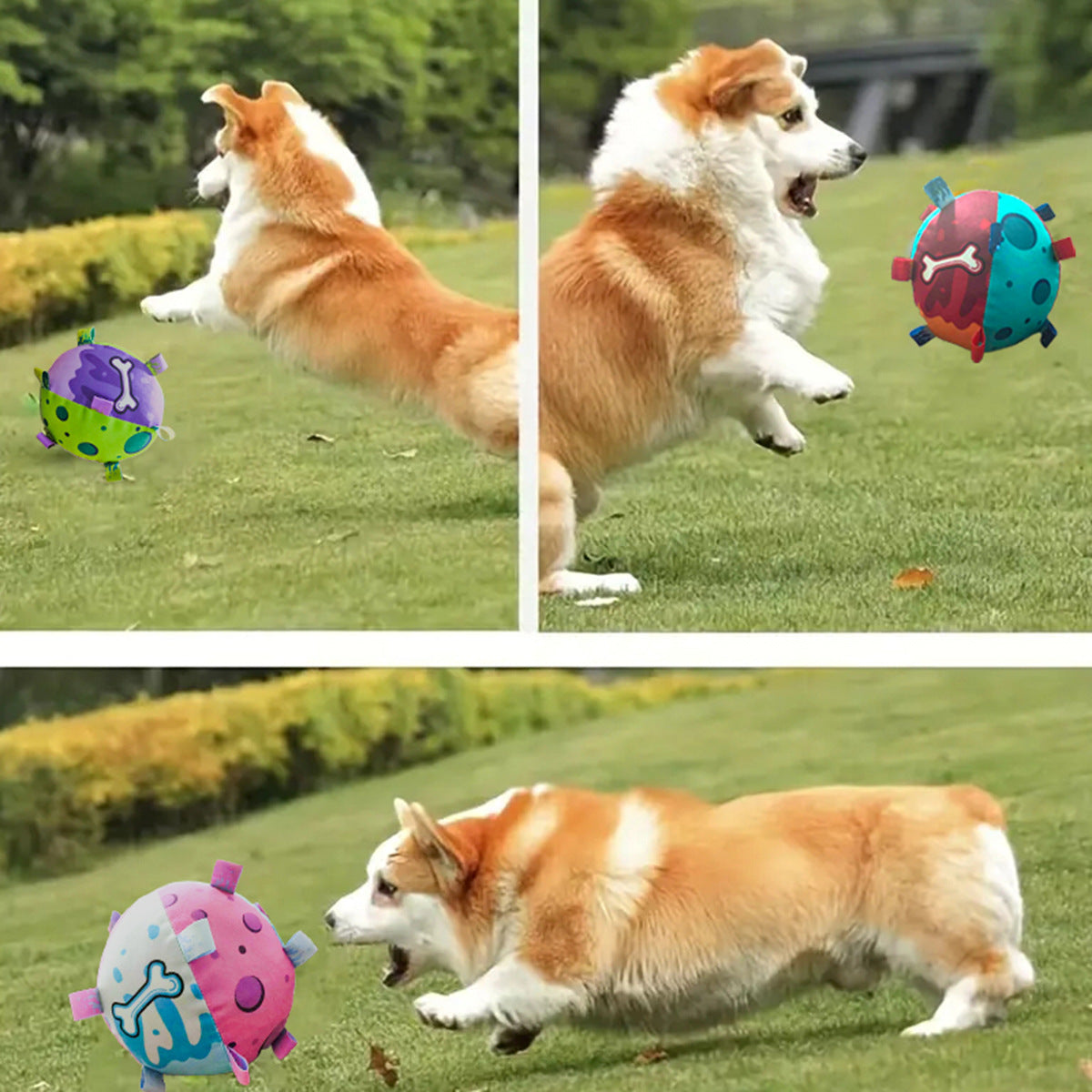 Hundespielzeug Fußball mit Riemen - Interaktives Hundespielzeug Welpe für drinnen und draußen, Zerrspiel, langlebiges Hundewasser-Spielzeug, Fußball-Herding-Bälle mit Griff, Garten für mittelgroße Hunde, Geschenk zum Geburtstag