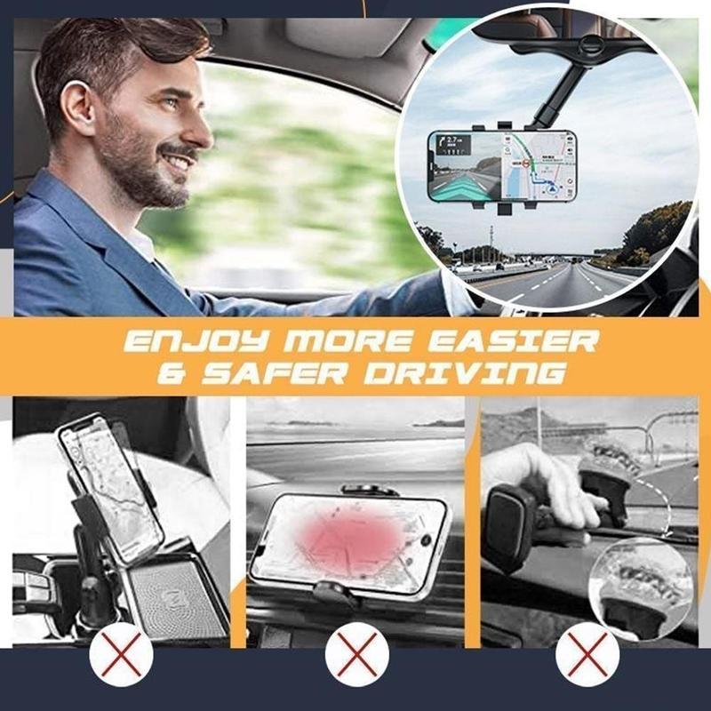Rückspiegel Telefonhalter für Auto drehbar und ausziehbar Multifunktionaler 360 Rückspiegel Telefonhalter geeignet für alle Mobiltelefone und alle Autos