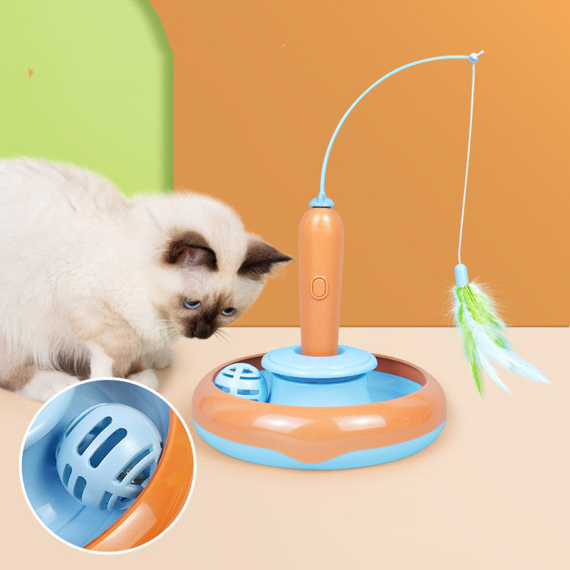 2 In 1 Haustier Katze Spielzeug Mit Feder Für Selbstspiel Katze Drehscheibe Haustierbedarf Katzen Spielzeug Artikel Produkte