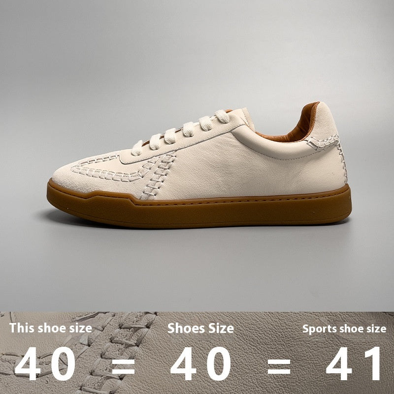 Baseball Low-cut Genuine Leather Sneakers Men's White Shoes