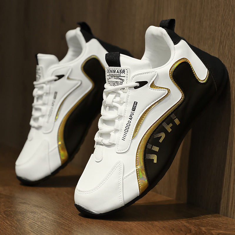 Modische Colorblock Schnürsneaker für Männer Atmungsaktive Low-Top Vater Schuhe Lauf- und Sportschuhe