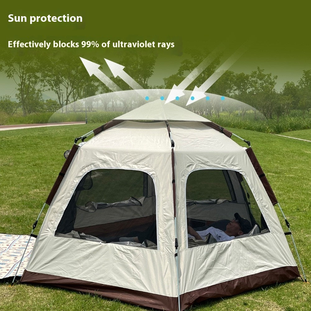 Outdoor Camping Camping Beige Khaki Große Sechseckige Zelt Winddicht Wasserdicht Anti-Mücken