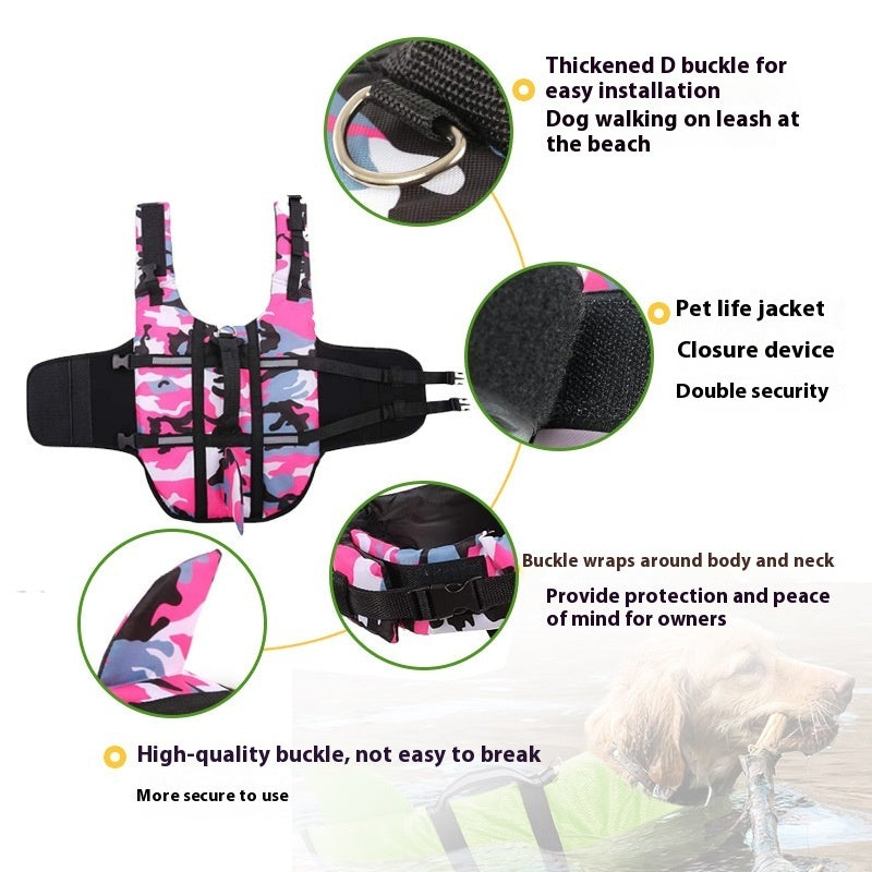 Chaleco salvavidas de natación con camuflaje creativo para mascotas