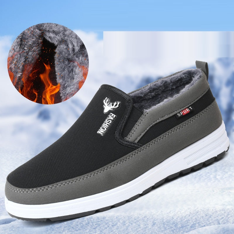 Men's Casual Autumn And Winter New Cotton-padded Shoes With Velvet