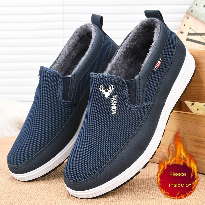 Men's Casual Autumn And Winter New Cotton-padded Shoes With Velvet