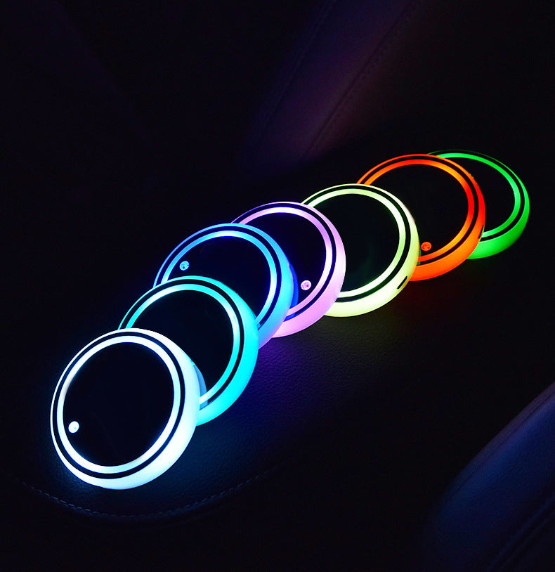 Bunter Becherhalter LED Leuchtuntersetzer Solar- & USB-Ladung Rutschfester Untersetzer Umgebungslicht Für Auto Automatisch