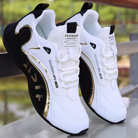 Modische Colorblock Schnürsneaker für Männer Atmungsaktive Low-Top Vater Schuhe Lauf- und Sportschuhe