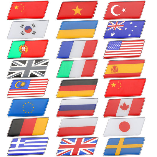 Nationalflagge Auto Aufkleber Metall Kristall Schwanzanhänger