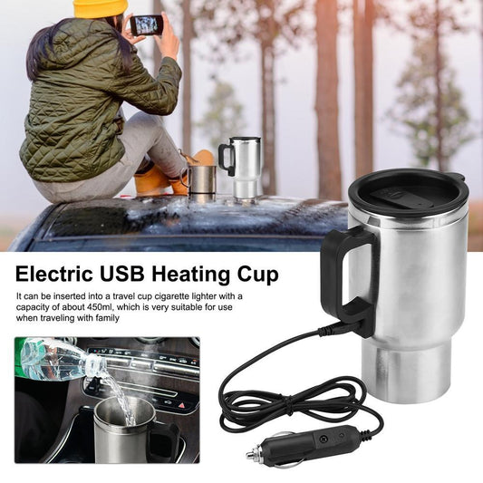 Edelstahl Fahrzeug Heizbecher Elektrischer Heizkessel Auto Camping Reise Kessel Wasser Kaffee Milch Thermobecher