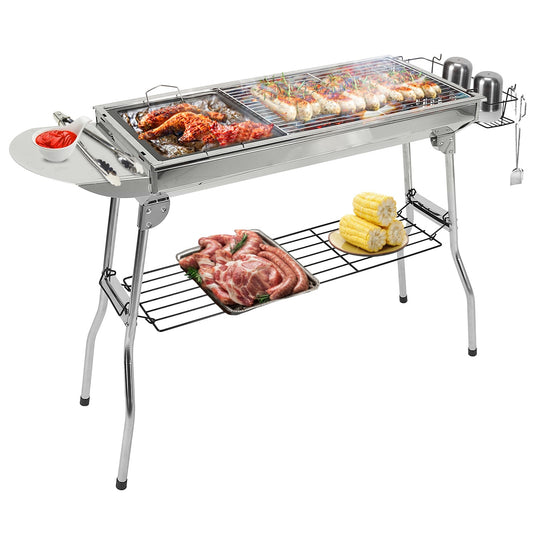 1Pc Faltbarer BBQ Grill Tragbarer Holzkohlegrill Edelstahl BBQ Grill Für Picknick Camping Garten Kochen Fedex Versand