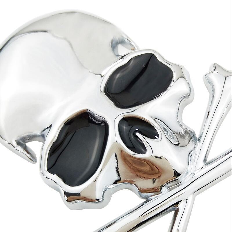 3D Metalllegierung Zink Schädel Skelett Knochen Auto Lkw Fahrrad Aufkleber Etiketten Emblem Schild Auto Styling Schmuck intime Accessoires