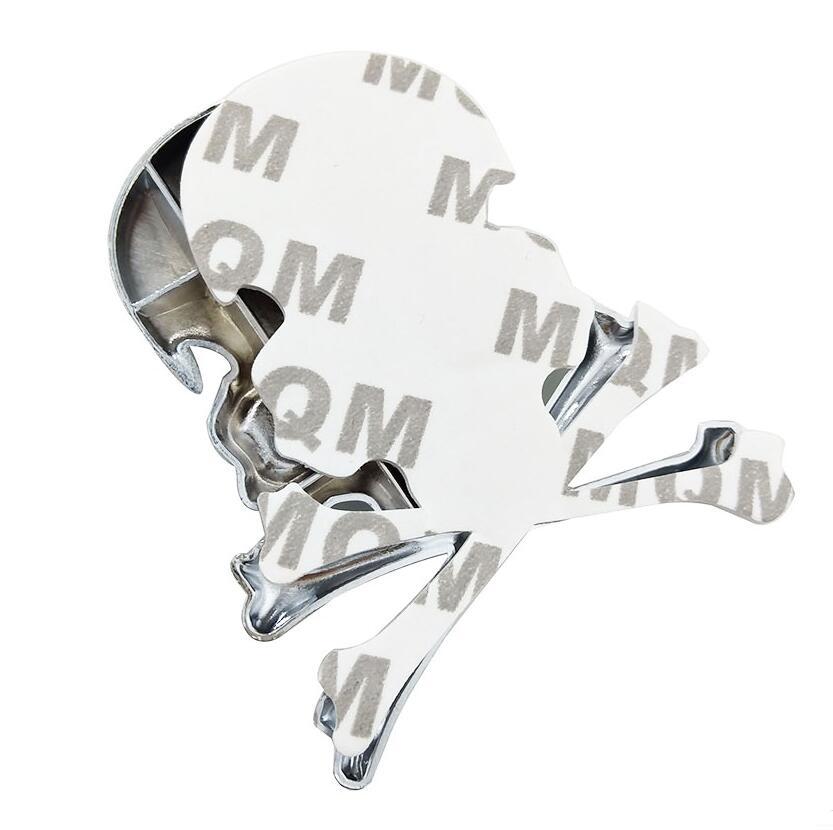 3D Metalllegierung Zink Schädel Skelett Knochen Auto Lkw Fahrrad Aufkleber Etiketten Emblem Schild Auto Styling Schmuck intime Accessoires