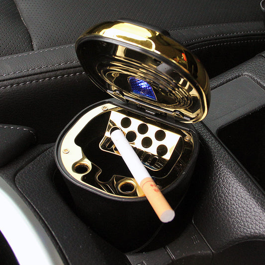 Push-Pull Feuerzeug Zubehör Rauchfrei Abnehmbar USB Wiederaufladbar Auto Aschenbecher Zuhause Tragbar Geruchsdicht Mit Deckel LED Blau Licht