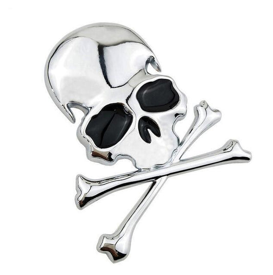 3D Metalllegierung Zink Schädel Skelett Knochen Auto Lkw Fahrrad Aufkleber Etiketten Emblem Schild Auto Styling Schmuck intime Accessoires
