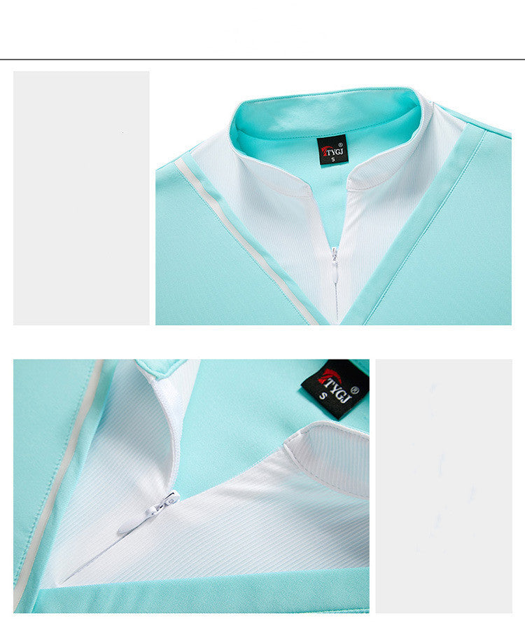 Camiseta de golf de manga larga para mujer, cuello alto, protección solar, versión coreana de la camiseta deportiva ajustada.