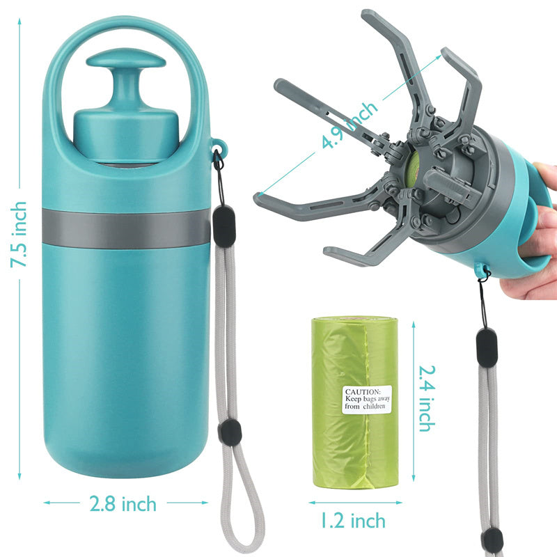 Tragbarer leichter Hundekot-Schaufel mit integriertem Kotbeutelspender, Acht-Klaue-Schaufel für Haustier-Toilettenpicker, Haustierprodukte