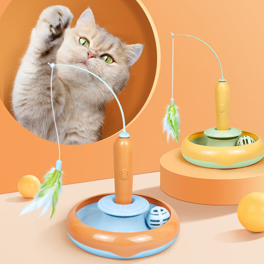 2 In 1 Haustier Katze Spielzeug Mit Feder Für Selbstspiel Katze Drehscheibe Haustierbedarf Katzen Spielzeug Artikel Produkte