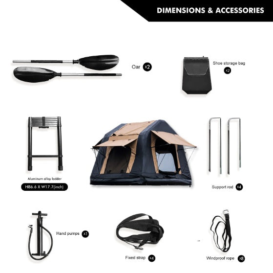 Faltbares 2-3 Personen Amphibisches Aufblasbares Auto-Dachzelt Für Camping Outdoor Glamping Campingzelt Für SUV,Truck