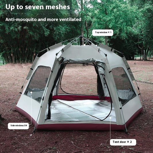 Outdoor Camping Camping Beige Khaki Große Sechseckige Zelt Winddicht Wasserdicht Anti-Mücken